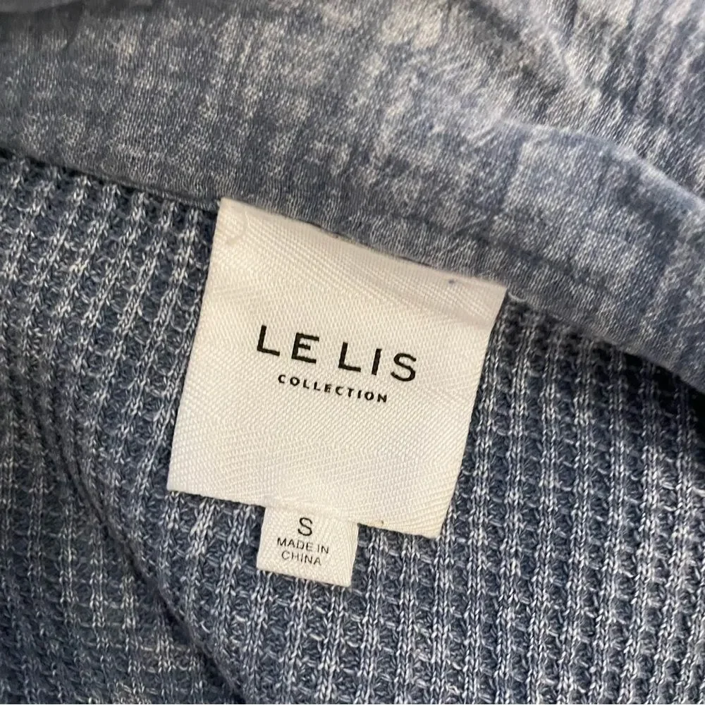 Le Lis Blue-Grey Waffle Knit Button-Up Cardigan - Picture 5 of 5